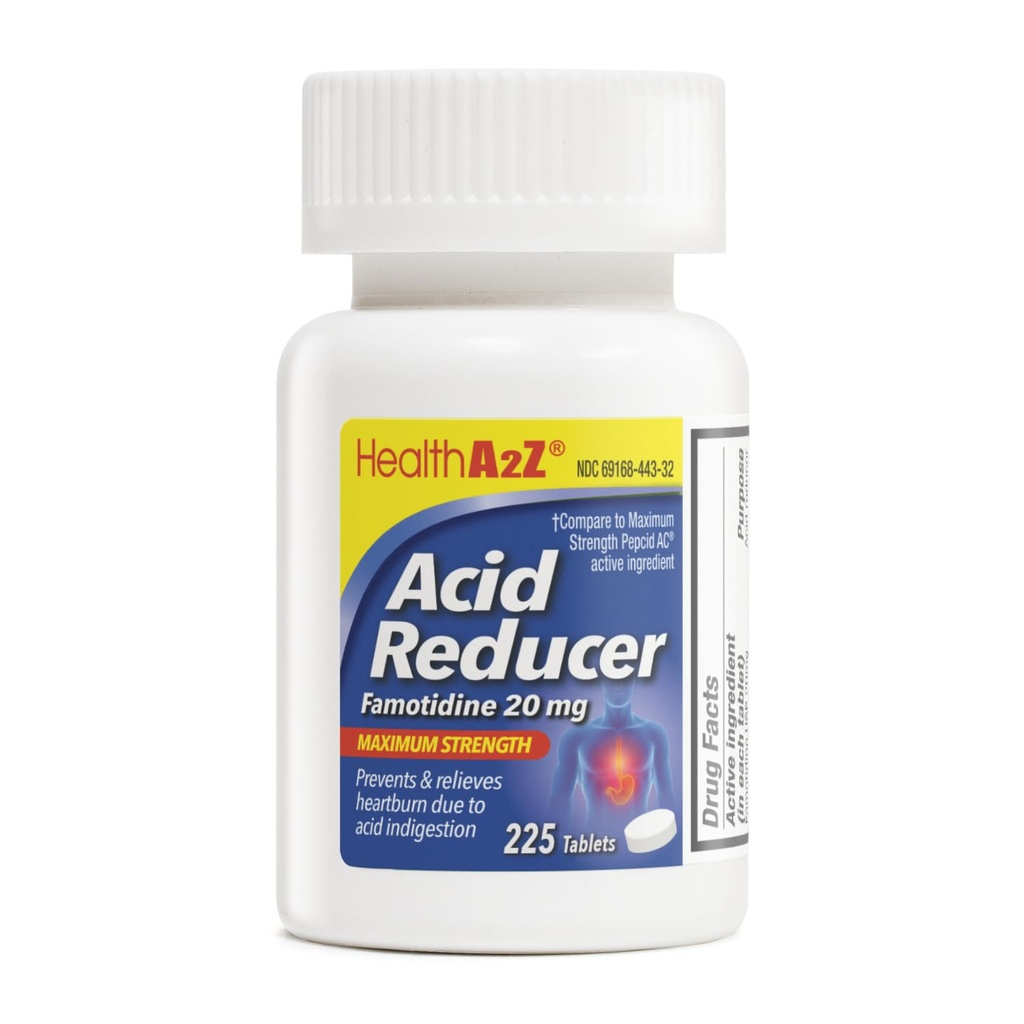Reduktor kyseliny A2Z ® 124; Famotidin 20mg IR 124; Maximální síla IR 124; Relief from Heart Burn Vzhledem k přítomnosti kyseliny (225 tablet (balení po 1))