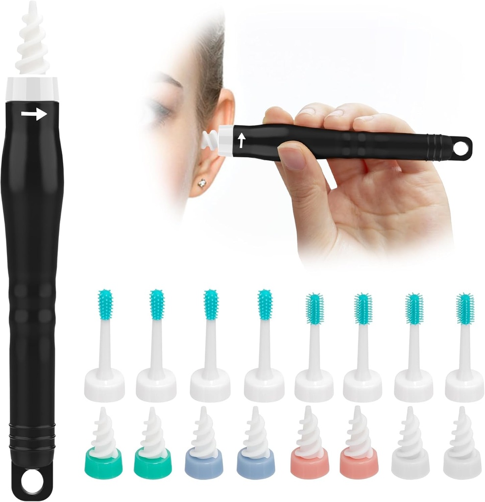Q Grips Ušní Wax Odstranění nástroje 2025 Spiral Uar Wax Odstranění Wax Kit opakovaně použitelné a Wassible Q-Grips Ušní Wax Odstranění měkké silikonové Ušní Wax Odstranění Kit Obsahuje 3 typy Ušní čistič nástroje