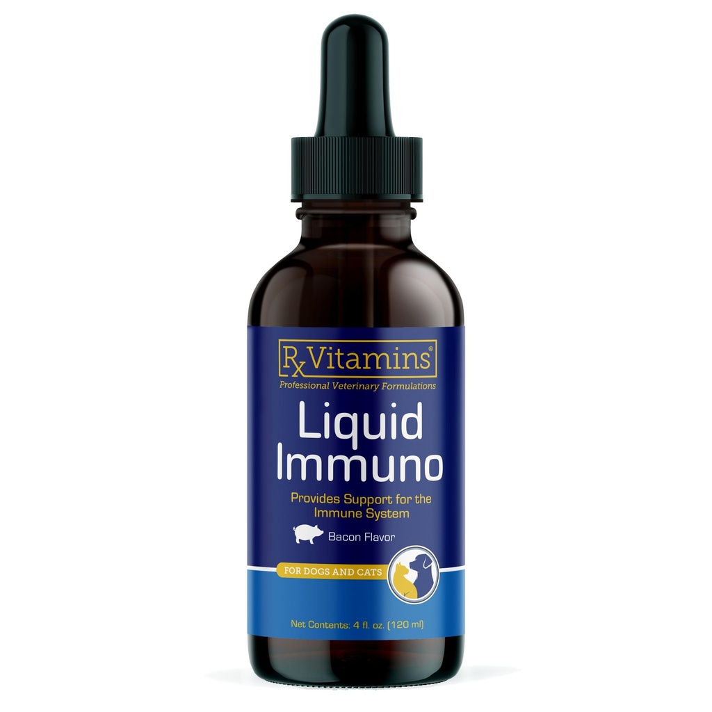 Rx Vitamíny Liquid Immuno Dog & Cat Immuno Support - Reishi Houbový dodatek pro psy a kočky Plus L-Lysin - Ideální doplňky očí, Imunity Booster doplňky pro domácí zvířata - 4 oz
