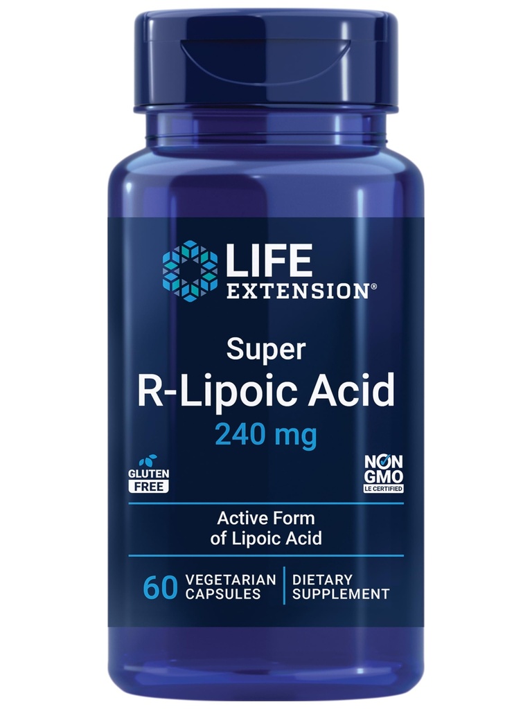Life Extension Super R- Lipoic Acid - Zdravé stárnutí, oxidační Stress Defense - s 240 mg aktivní R- Forma R- Lipoic Acid - Gluten- Free - Non- GMO - Vegetariánské - 60 Kapsle