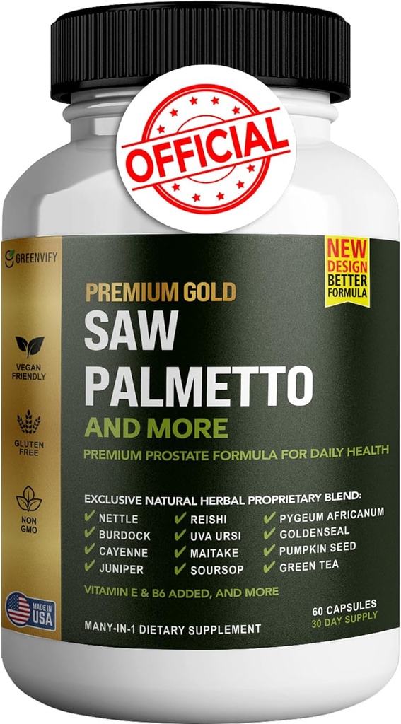 Saw Palmetto pro muže doplněk Prostate 124; Prostate Support Support pro zdraví mužů 124; Potent Saw Palmetto pro DHT, Močové a Prostate Health (60, muži)