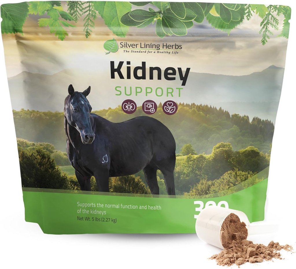 Silver Lining Byliny Ledviny Supplement pro koně - Koňské doplňky pro zdraví ledvin a močových měchýřů - Kompletní s heřmánek, Česnek, Juniper Berry, a další - 5 liber (300 Služeb)