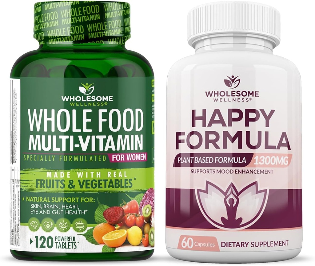 Zdravé Wellness All Food Multivitamin pro ženy - Natural Multi Vitamíny, Minerály, Organické Extrakty Happy Formule Natural Formule Relief Supplement Bundle