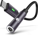 Stouchi USB C až 3.5mm Dongle Adaptér, USB C až 3.5mm Headphone Jack Hi-Fi DAC kompatibilní s iPhone 15 Pixel 8 7 / 6a / 6 / 5, iPad Mini 6, Samsung Galaxy S22 / S21 / S20 Plus Ultra, Poznámka 20 / 10 - Grey