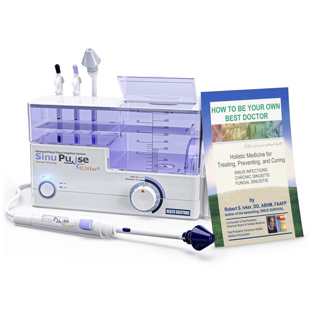 SinuPulse Elite Advanced Nasal zavlažovací systém, Pulsating Nasal Congestion Relief & Sinus Rinse Machine, účinnější než Neti Pot, Nose Spray nebo Nasal Wash Lahvička, s 30 SinuAir Packets