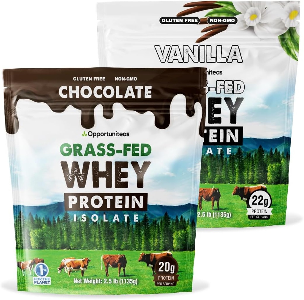 Oportuniteas Grass Fed Vanilla Choco syrovátka izolát prášek - 20g protein prášek bez umělé sladkosti, Hormone- Free krávy, non GMO - 5lb