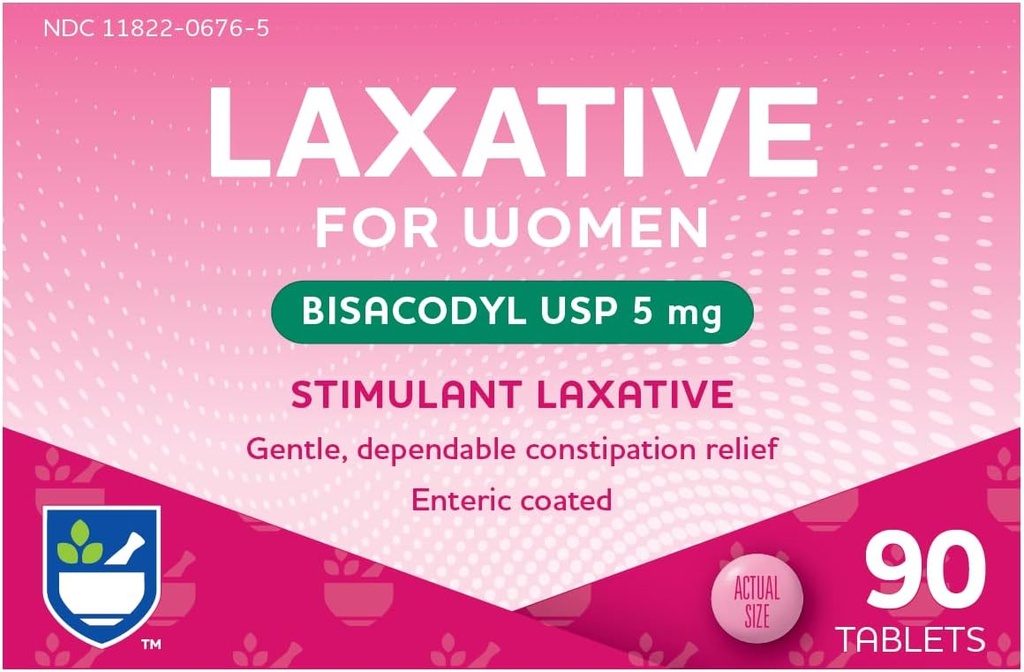 Rite Aid Stimulant Laxative Tablets, Bisacodyl USP, 5 mg - 90 Počet 124; Zácpa Relief 124; Povrch pro snadné spolknutí 124; Ženy Zdraví 124; Stool Softener