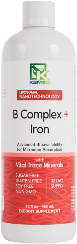 Nanonutrition B Complex + Iron Iron Iron 124; Liposomální nanotechnologie IR 124; 100% přírodní ingredience IR 124; 16 Fl. Oz. OZ 124; 32 Služeb