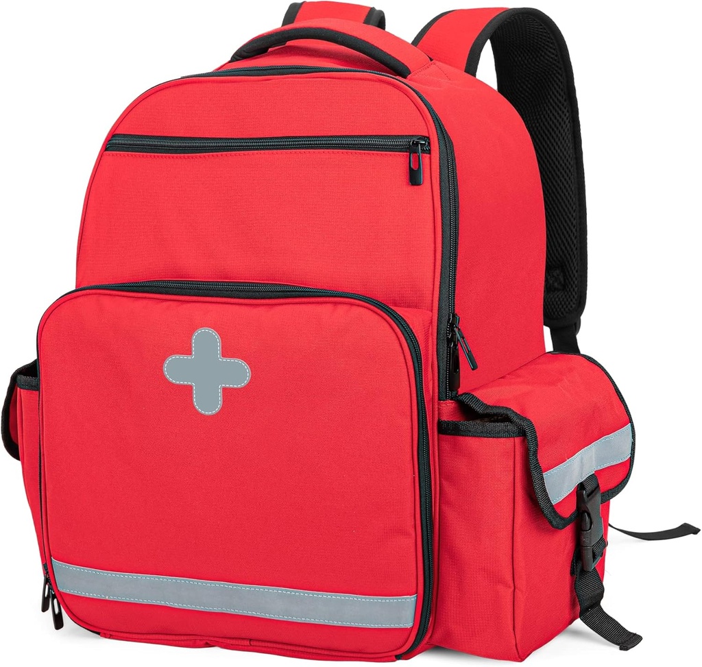 CURMIO Emergency Medical Backpack Prázdný, První Responder EMT Bag pro EMS, Kempování, Pěší turistika, Domácí zdraví, Polní výlety, Červená (pouze taška, patentovaný design)