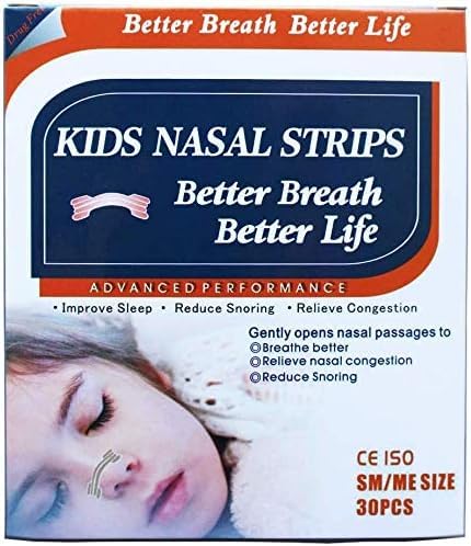 30 Natural Drug- Free Kids Better Breath Nasal Strips for Nasal Congestion, Alergie, Cold, Flu, Sinus, Stuffy Nose, Snoring, Deviated Septum, Sleep Aid, Atletic Performance - Věk 5 a vyšší