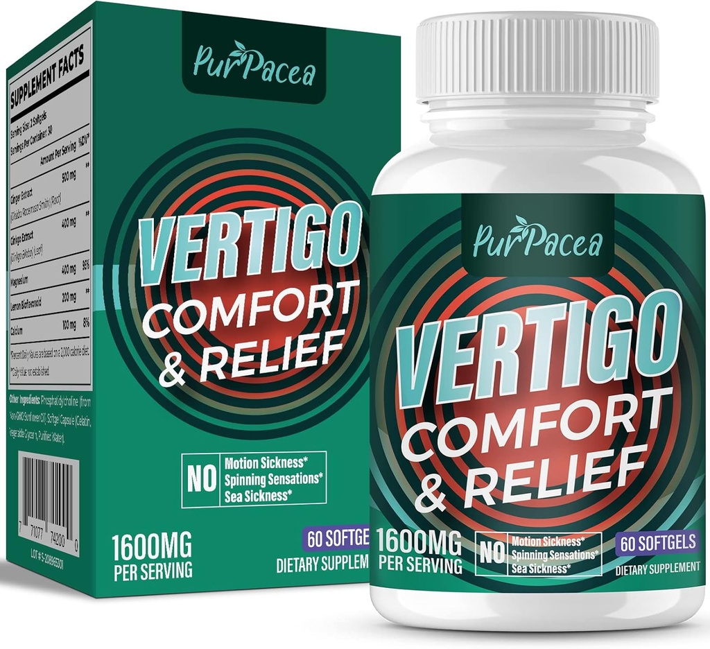Liposomální Vertigo dodatek 1600MG, Advanced Absorpční vzorec, přírodní vnitřní ucho bilance dodatek s Ginger & Ginkgo Biloba Extract, 60 Softgels, 30- denní dodávky