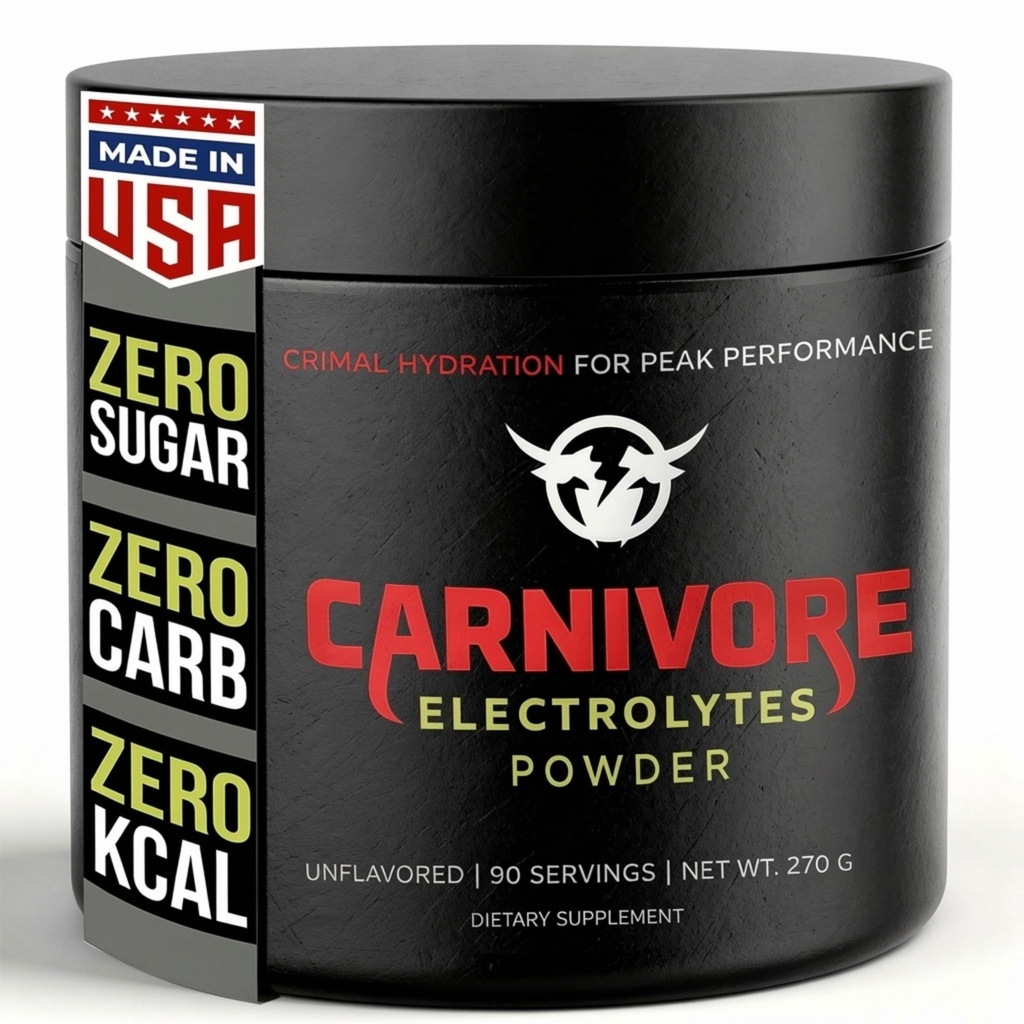 Premium Hydration Powder for Carnivore Diet - Balanced Electrolyte Support, Zero Carb, Keto Friendly - dodatek pro optimální energii a obnovu - 90 Služeb (bez příchutí)