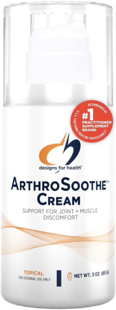 Design pro zdraví ArthroSoothe Cream - Muscle & Joint Support Topical Lotion - Funkce Hyaluronic acid & Glucosamine - Made with Peppermint, Eucalyptus & Tea Tree Essential Oils - Non- GMO - 3 oz