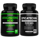 Arachidonická kyselina (150 kapslí) - Svalová a síla doplněk pro svalovou hmotu a obnovu pro muže a ženy a Epicatechin extrakt (60 kapslí) Podporuje Lean Muscle Pump & Gains - Non- GMO & Vegan