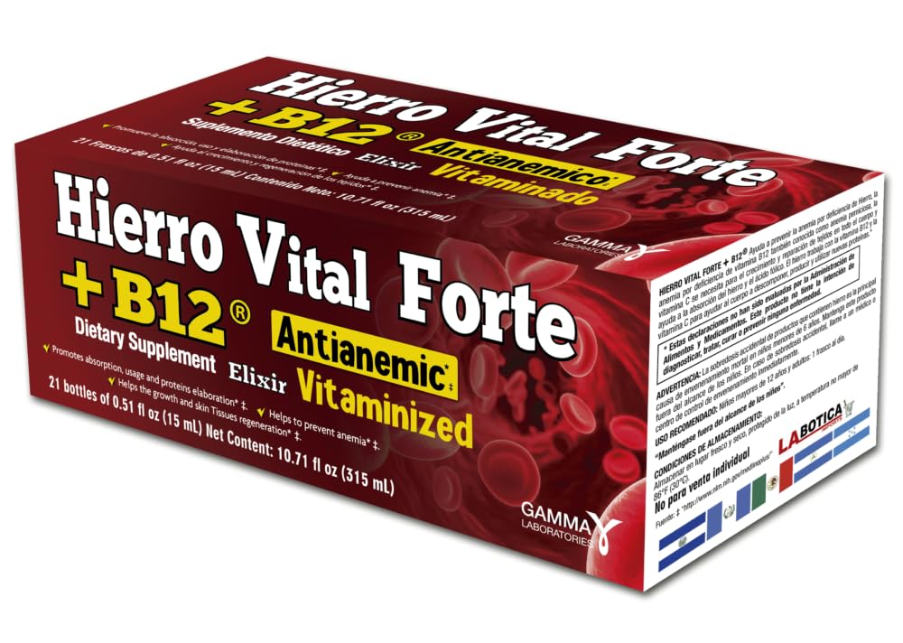 + B12 Dietní dodatek - Anti- anemická, Vitaminizované, Promotes Absorpce, Usage a proteinů Elaboration, 21 Lahvičky (0.51 fl oz Each)