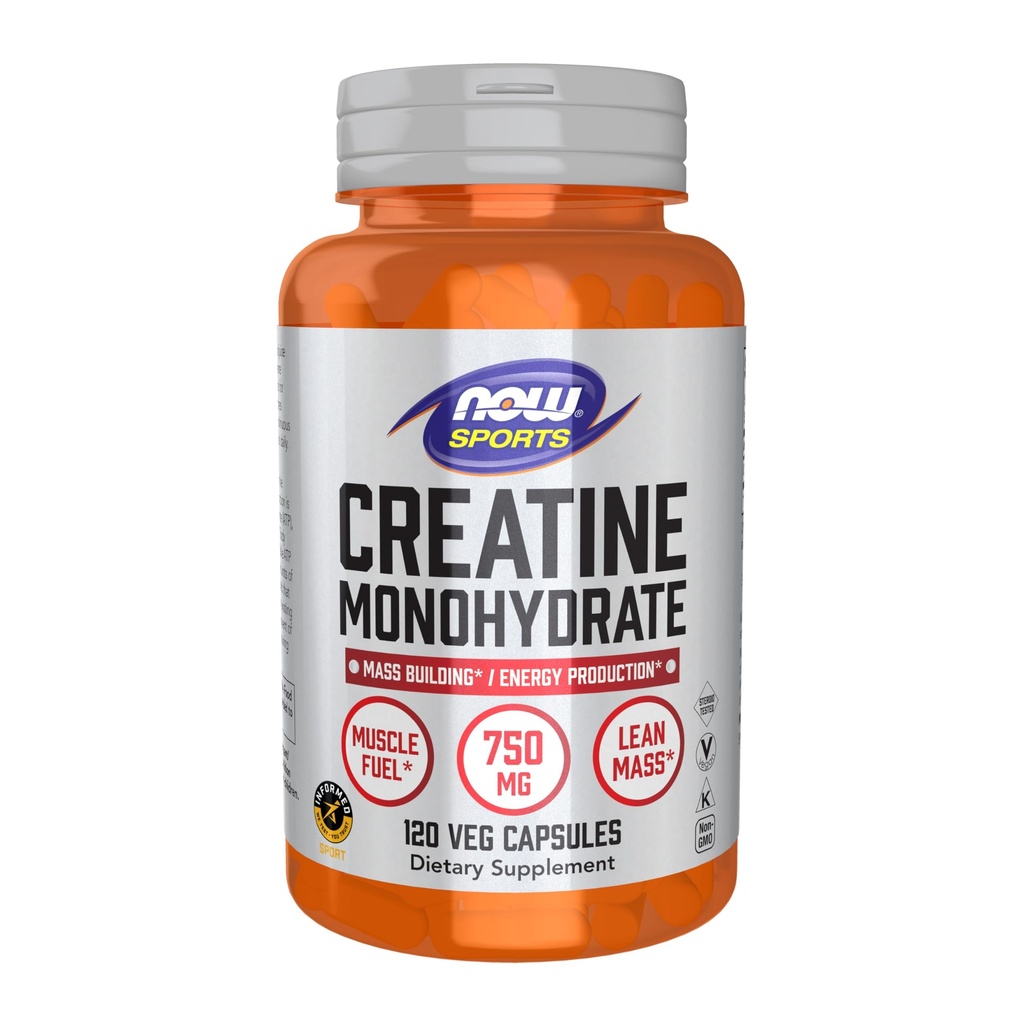 NOW Sports, Creatine Monohydrate 750 mg, Muscel Fuel*, 120 Veg Caps