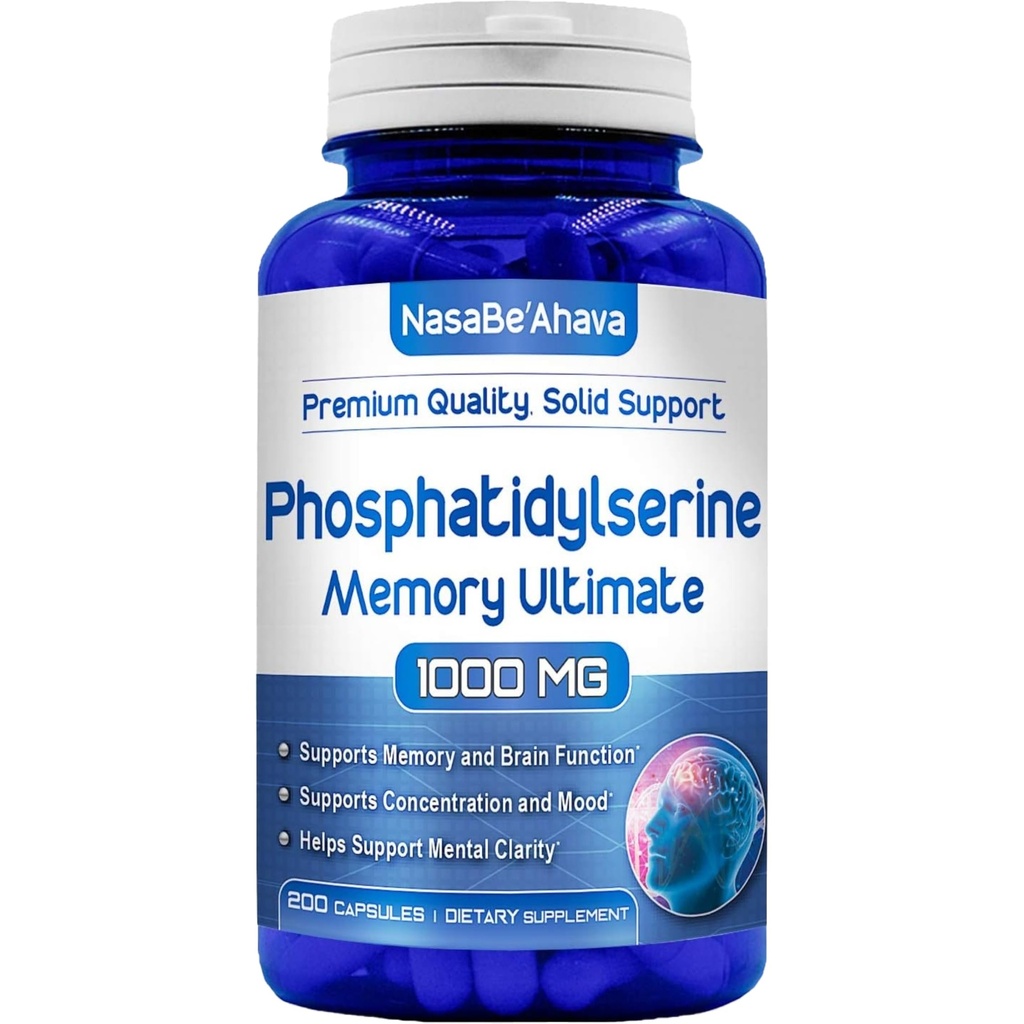 Paměťový dodatek pro podporu mozku 124; Fosfatidylserine dodatek s pamětí a Focus Complex s Ginkgo Biloba DMAE Rosemary a Gotu Kola OF 124; Made and Tested USA (66 Day Supply)
