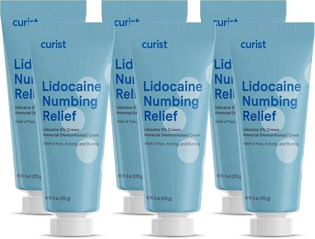 Kurista 5% Lidokain krém Topical Pain Cream - (6 oz Tube, balení po 6) XL Tube - Numb kůže rychle & účinně s 5% Lidokain Numbing Cream (6 Pack - 36 oz Celkem)