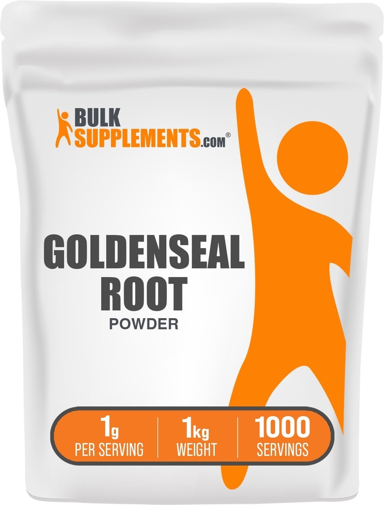Bulkensumpments.com Goldenseal Powder - Bylinný dodatek, Sourced from Goldenseal Root - Vegan & gluten Free, 1g per Serving, 1kg (2,2 kg) (balení po 1)
