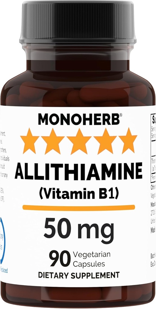 MONOHERB Allithiamin Vitamin B1 50 mg v jedné tobolce - 90 Vegetariánských tobolek