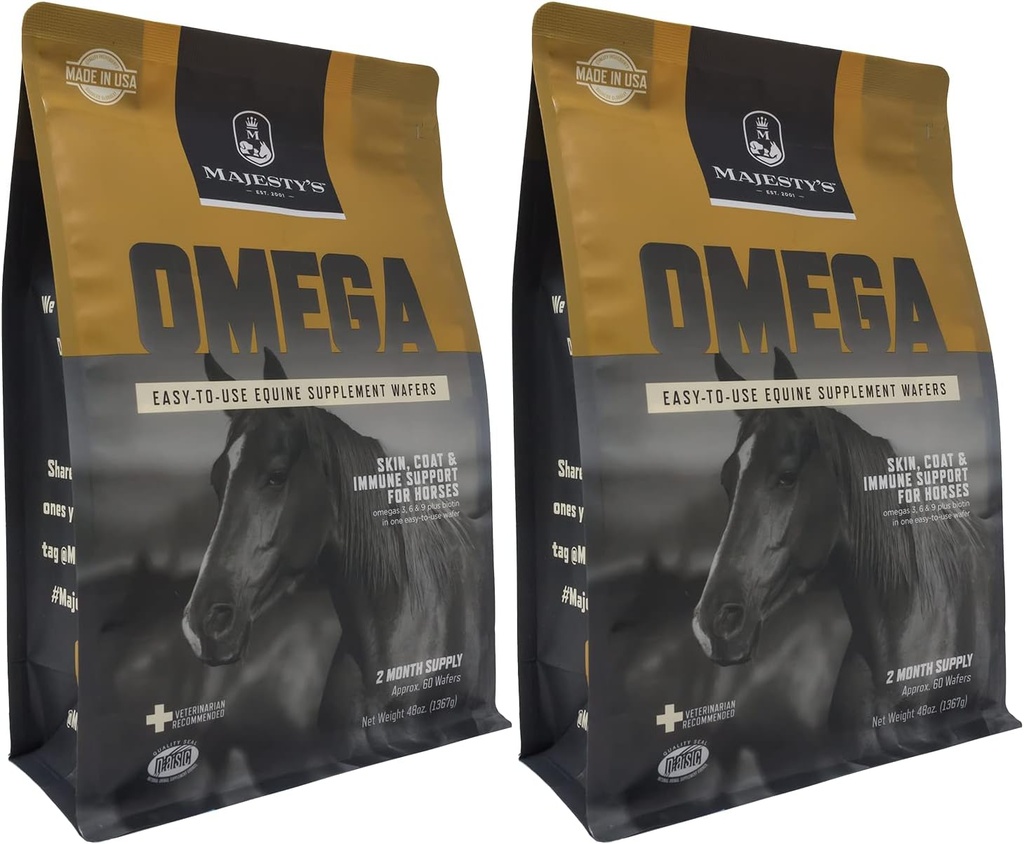 Omega Wafers od Veličenstva - Superior Horse / Equine Skin, Coat, and Imunitary Support Supplement - Omega 3, 6, 9 a Biotin (Regular, 2 Pack (120 Počet celkem))