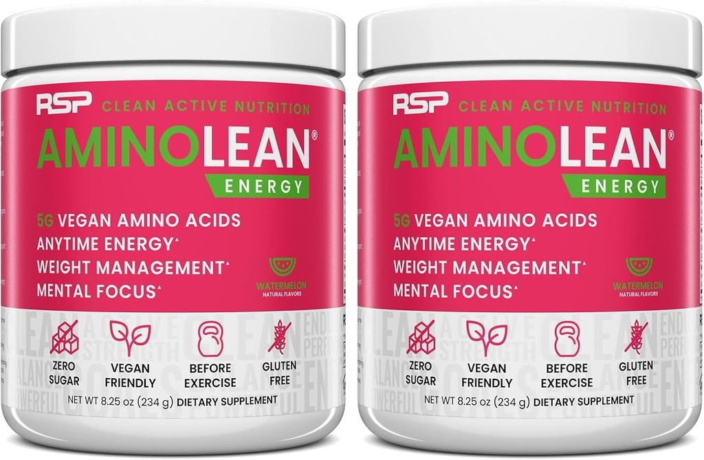 RSP Nutrition AminoLean Pre Workout Powder, Amino Energy & Weight Management with BCAA Amino Acids & Natural Caffeine, Preworking Boost pro muže a ženy, 30 Serv (Balení 2)