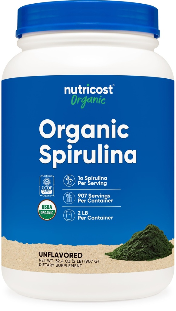 Nutricost Organic Spirulina Powder 2 LB - čistý, Certified Organic Spirulina