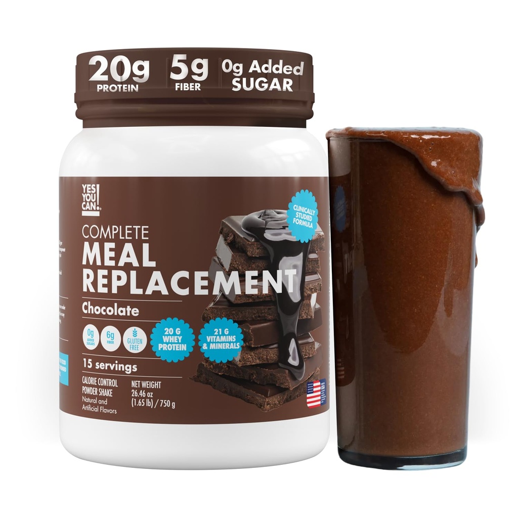 Ano, můžeš! Strava Náhradní Shake - 20G protein, 5G Fiber, 21 Vitamíny & Minerály, 0G Přidaný cukr - Strava Náhradní protein Powder - Kompletní All- in- One Nutrition - 15 Podání (Čokoláda)