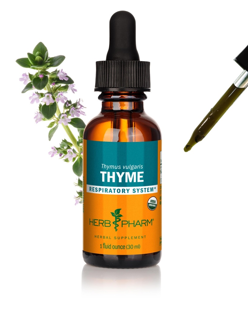 Herb Pharm Certified Organic Thyme Liquid Extract for Respirační systém Support - 1 Ounce (DTHYME01)