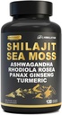 Shilajit Kapsle pro muže - 50% Fulvic Acid, 85 + Trace Minerals Pure Himalayan, Shilajit Resin Extract with Sea Moss, Ashwagandha-for Energy, Stamina -120 Kapsle