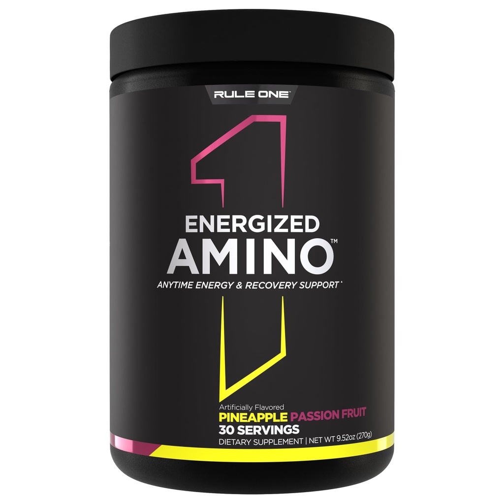 Pravidlo 1 Proteiny Energized Amino - Kdykoli podpora energie a obnovy s BCAA, glutamin, Citrulin, Beta Alanin, Kofein ze zelených kávy a čajových listů Extrakty (30 Serving, Ananas Passionfruit)