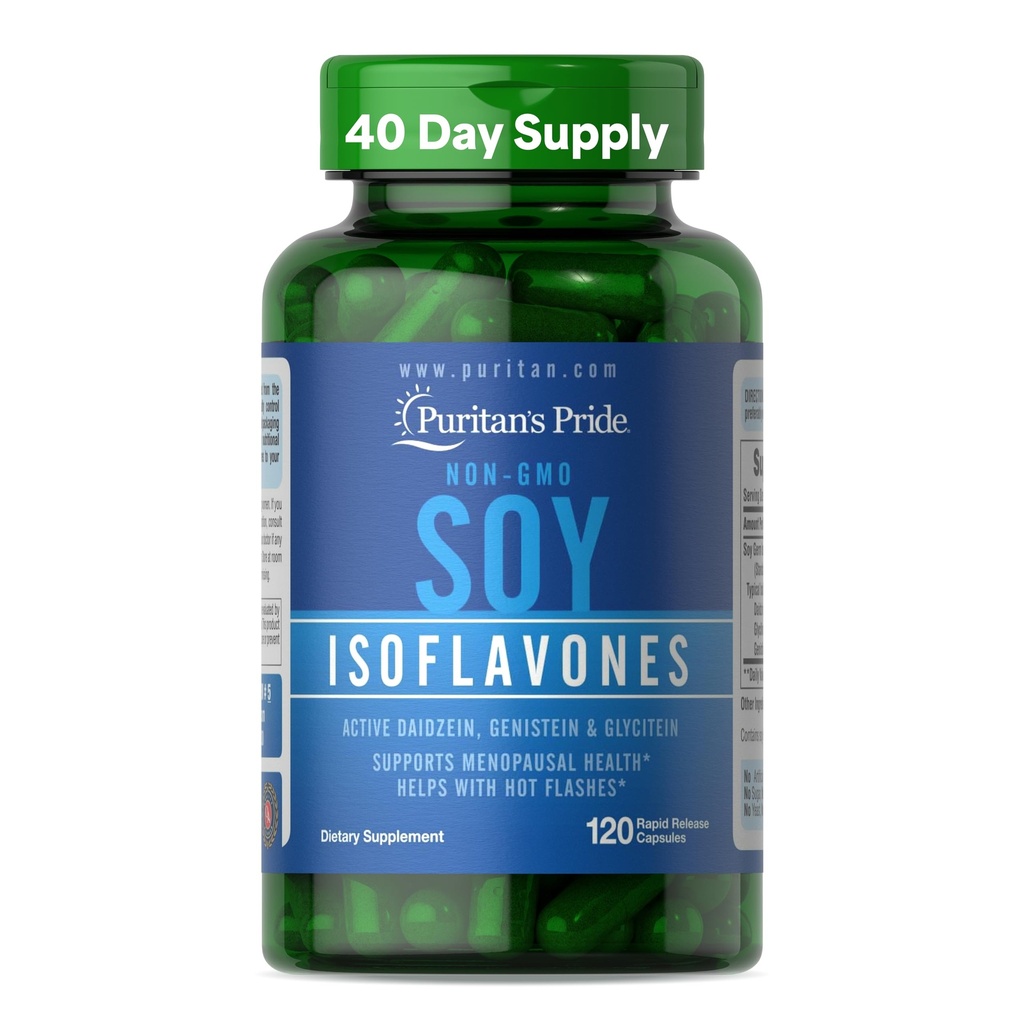 Puritan 's Pride Non- GMO Soy Isoflavones 750mg, dodatek stravy s aktivním Daidzein, Genistein, a Glycitein podporuje Menopauza a horké záblesky, 120 Rychlé uvolnění kapsle