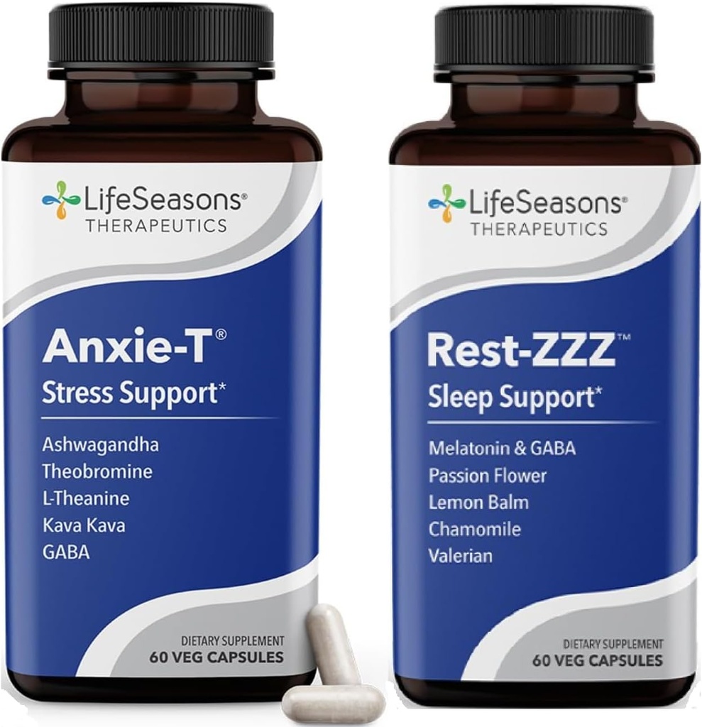 LifeSeasons Anxie-T s Rest- ZZZ - Podporuje Mood & Full Night 's Sleep - Přirozeně míchat svalové napětí a neklid - 120 Kapsle
