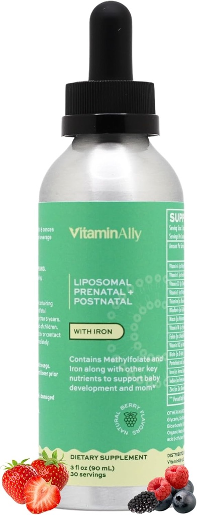 Lipozomální tekutý prenatal + Postnatální multivitaminové kapky s železem 124; Non- GMO credi124; Cukr zdarma 124; Gluten zdarma currenatal 124; Snadno polykat 124; Podporuje jak vývoj dítěte a máma current 124; 30 denní zásobování 124; 3 Fl OZ