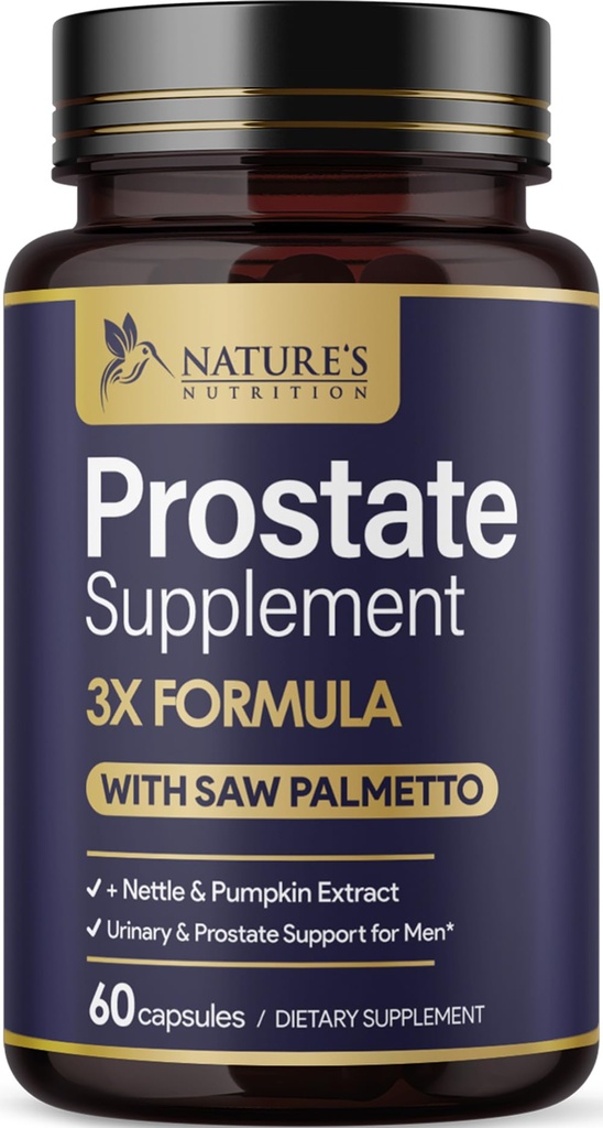 Prostate Zdravotní doplňky pro muže 1000mg - 3X Síla s pilou Palmetto Blend pálení kopřiva & dýně Seed Support Complex - Podporuje koupelny výlety Prostate & Močové zdraví - 60 Kapsle