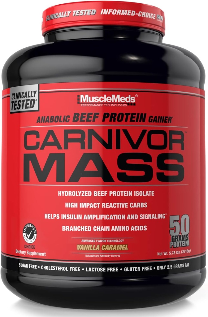 MuscleMeds Carnivor Mass Diet Dodatek, Vanilla Karamel, 5.78 Pound (002658)