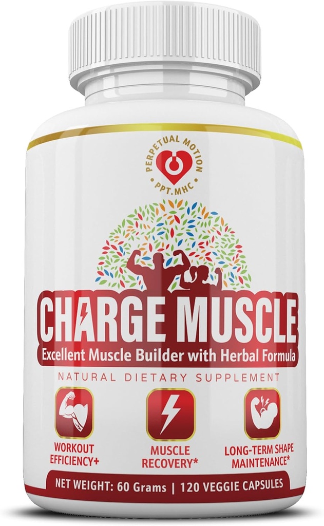 Přírodní Bylinné Muscle Builder - Premium 7-in-1 Plant- Based Formule s BCAA pro práci po zotavení, Svalová síla, Spánek & Křeč Relief 124; Denní podpora pro muže, ženy a seniory 124; 120 Kapsle