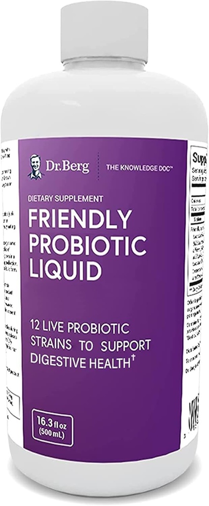 Friendly Probiotic Liquid Supplement Drink Mix w / 12 Live Probiotics Strains & Lactobacillus Acidophilus - Digestive Health, Imunitary System & Gut Support for Men Women & Kids -1 Month Supply