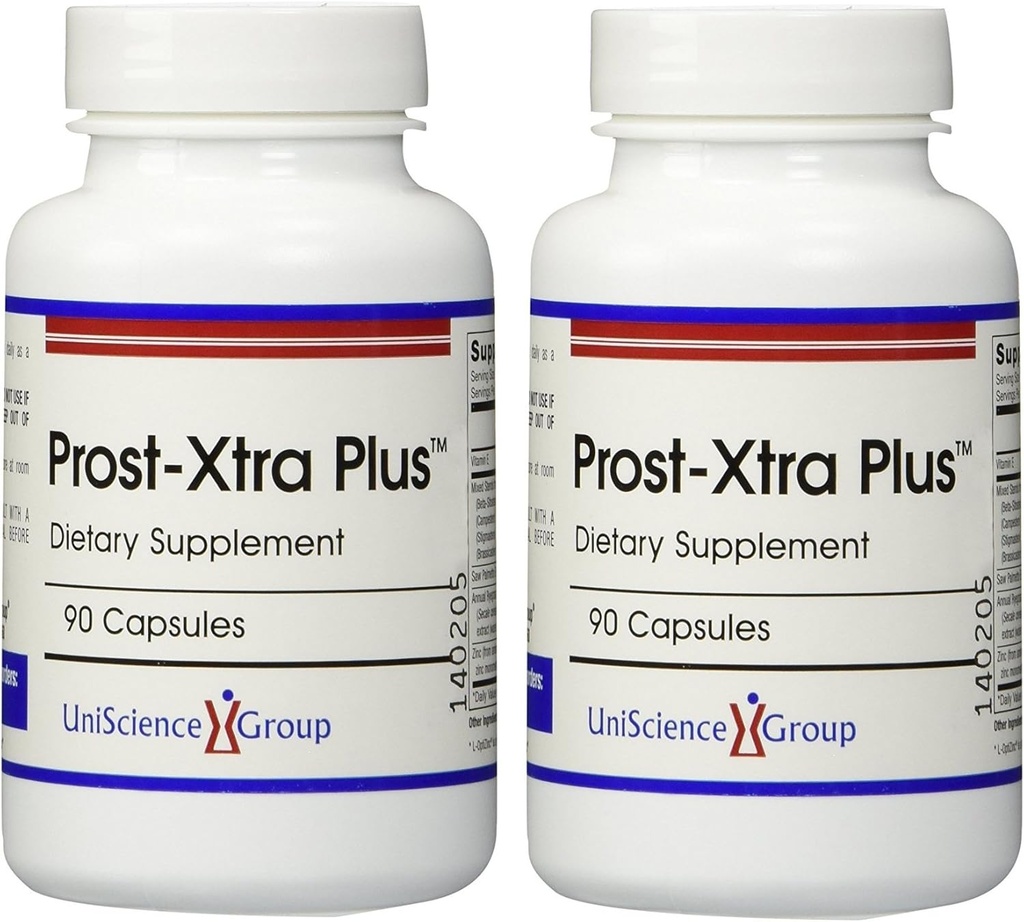 Prost- Xtra Plus (2 balení) s žilou trávu, 300mg rostlinné steroly, Saw Palmetto, Zinek, Vitamin E 90 Kapsle Každý