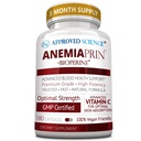 Schválená věda Anemiaprin - Absorbovatelné železo, Vitamin C - Gentle On Stomach - 180 Kapsle - 3 Měsíční zásoba - Non- GMO, Vegan