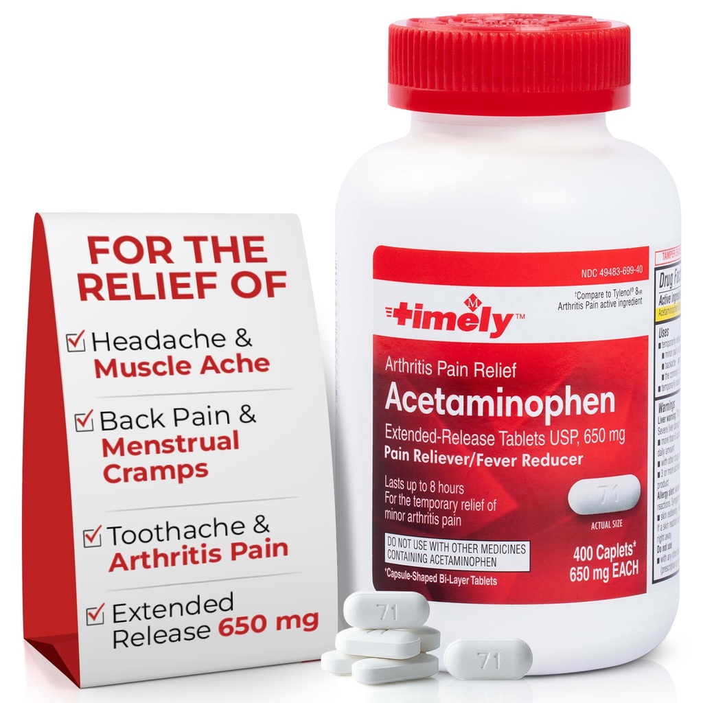 TIME- CAP Labs, INC. Časově Acetaminofen 650 MG - 400 Kaplet - Rozšířené vydání - Společná úleva od bolesti, úleva od bolesti a bolest
