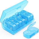AUVON XL Týdenní Pořadatel pilulek 2 krát denně, Balíček 7 Den s One- Boční velké otvory pro snadné použití, Blue AM PM Pill Pouzdro pro léky, Vitamíny, Rybí oleje, Doplňky