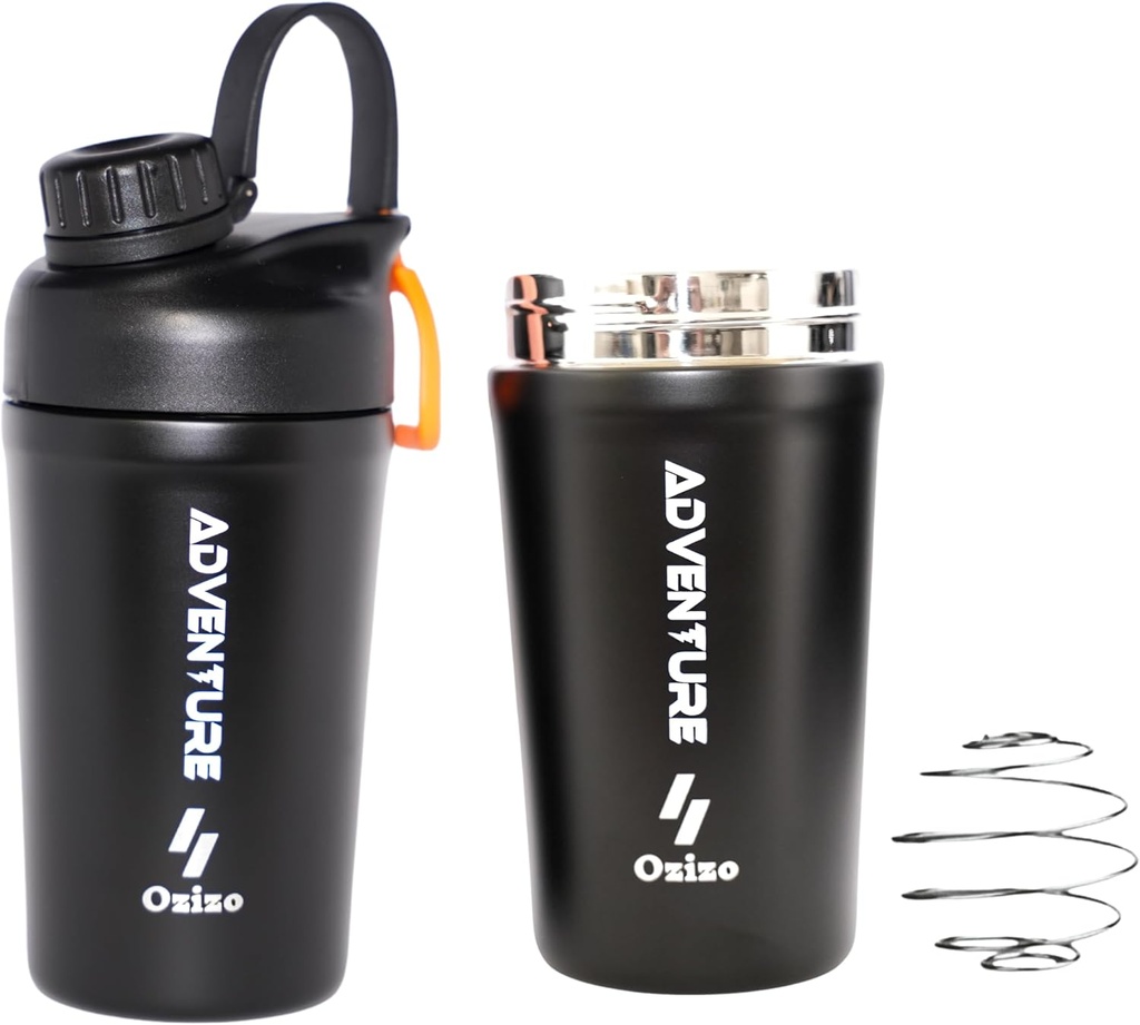 Ozizo Protein Mixing Cup for Protein Mixes - 20 Ounces Stainless Steel Shaker Lahvička, Izolované, Leak Proof, Odor Resistant, Small Cute Gym Mixer for Men, Women, Boys, Girls, Hot & Cold Drinks