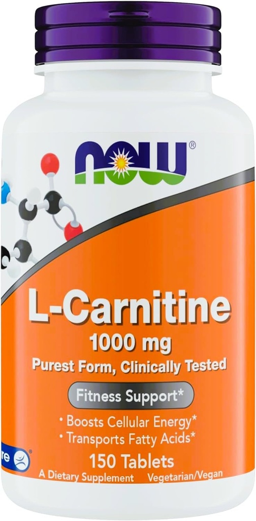 Nyní doplňky L- Carnitin 1000mg - 150 Tablety Hodnota Velikost, Podporuje Lean Muscle Growth, Karnipure, Non- GMO, Kosher, Ideální pro Vegans, Sportovci, a podpora energie