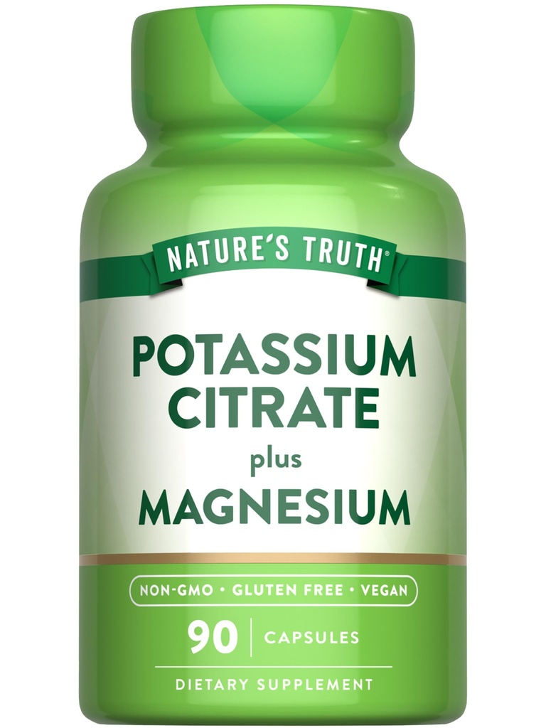 Nature 's Truth Draslík Magnesium Citrát Kapsle 124; 90 Hrabě 124; Vegan, Non-GMO & gluten zdarma dodatek