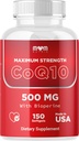 MOM Nutrix CoQ10 500mg Dr. JOEL - Podpora výroby celulární energie - Nejlepší absorpce s bioperínem - 150 Softgels - Made in USA