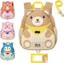 BabbleRoo Toddler Backpack, Dětský Backpack - Light & Comfortable, Water Resistant Neoprene, Leash for Toddlers 1-3, Reflective Strips for Visibility, Animal Backpack, Bob The Bear