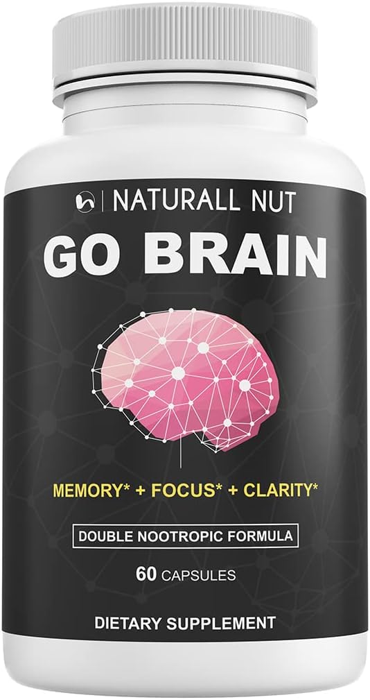 Go Brain Double Nootropní Formule, Mozek doplňky pro paměti a Focus Vitamíny, Ginkgo Biloba, Dmae dodatek, Bacopa Monnieri dodatek, Paměťové vitamíny Mozek pro ženy a muže