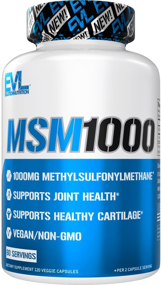 Eluce Nutrition MSM1000- 1000 MG Methylsulfonylmethan Supplement - Společná zdravotní podpora - Příplatek chrupavky - Vegan + Non- GMO MSM Kapsle - 60 Služeb