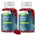 VITEEY Vitamin D3 K2 Gummie - 1000 IU vitaminu D3 a K2 100mcg - Kostní a srdeční zdraví pro dospělé a dospívající - Vegetarián, želatina zdarma, GMO zdarma - Chutné žvýkací D3K2 Vitamíny Jahodové ochucené Gummy